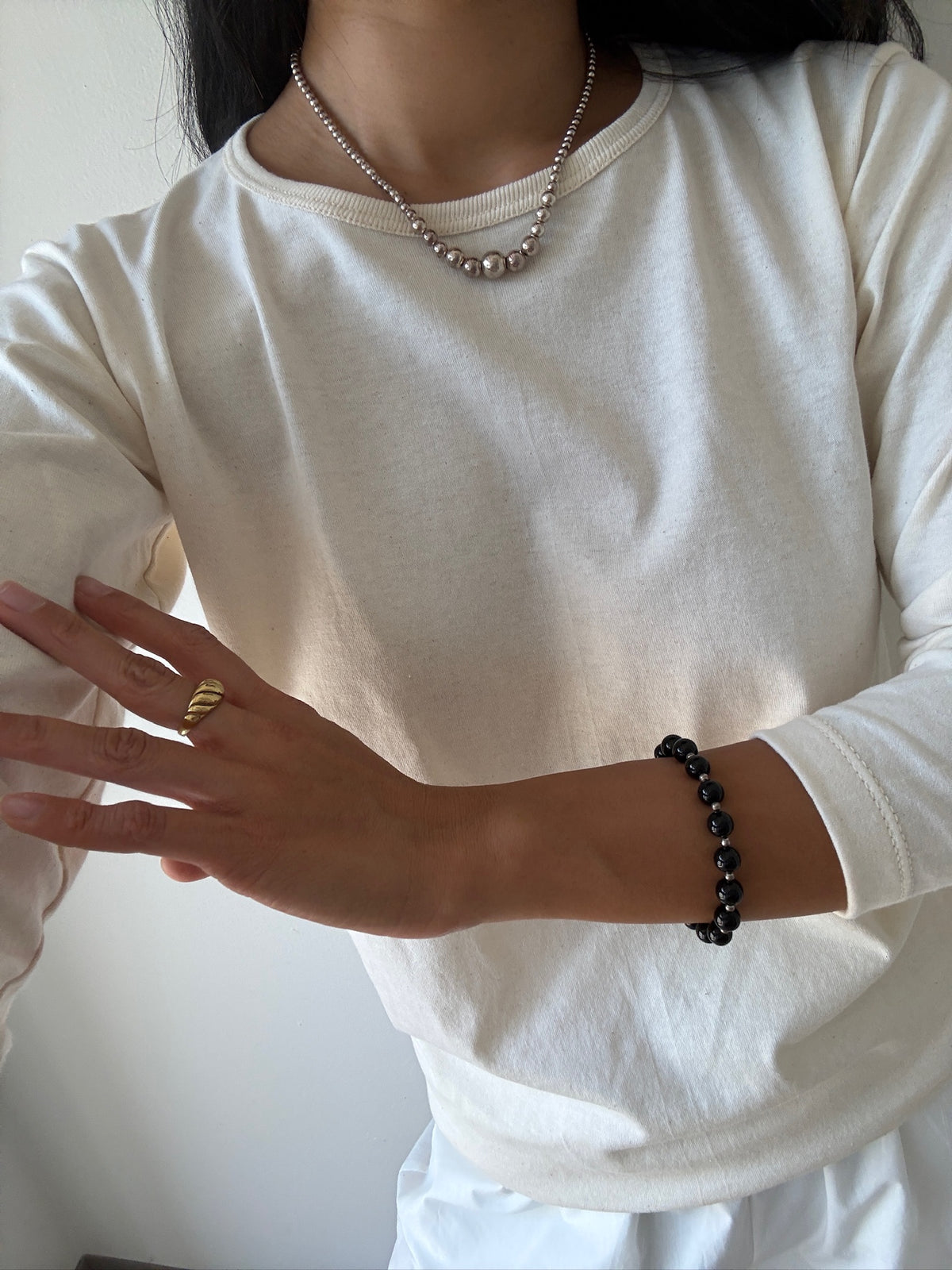 Vintage Onyx & Sterling Silver Bracelet