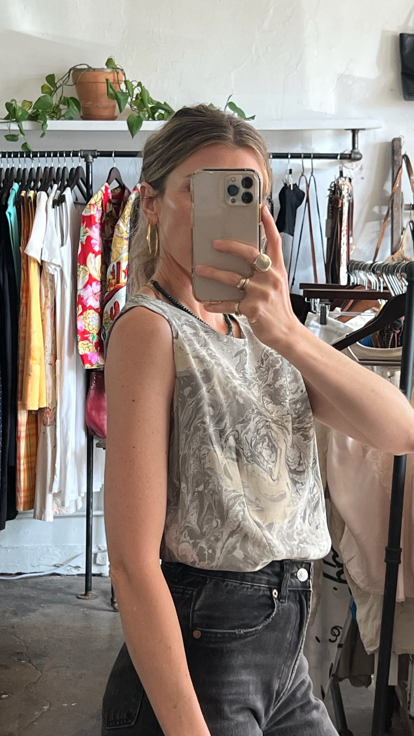 Vintage Marbled Sleeveless Blouse