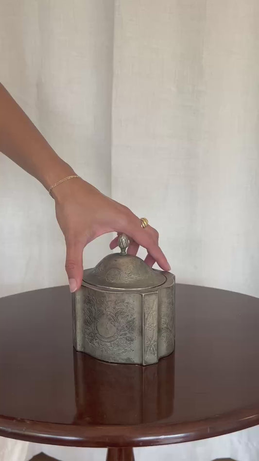 Vintage Etched Pewter Treasure Box
