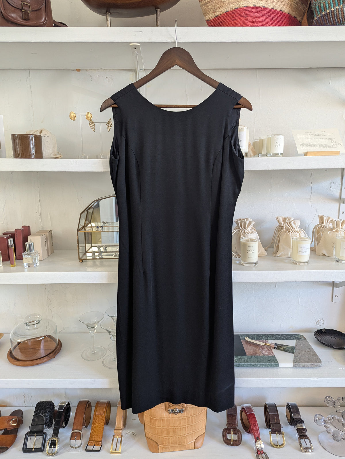 Vintage Open Back Contrast Button Dress