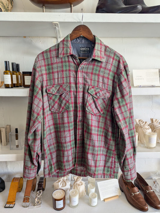Vintage Heather Plaid Wool Flannel Button Down