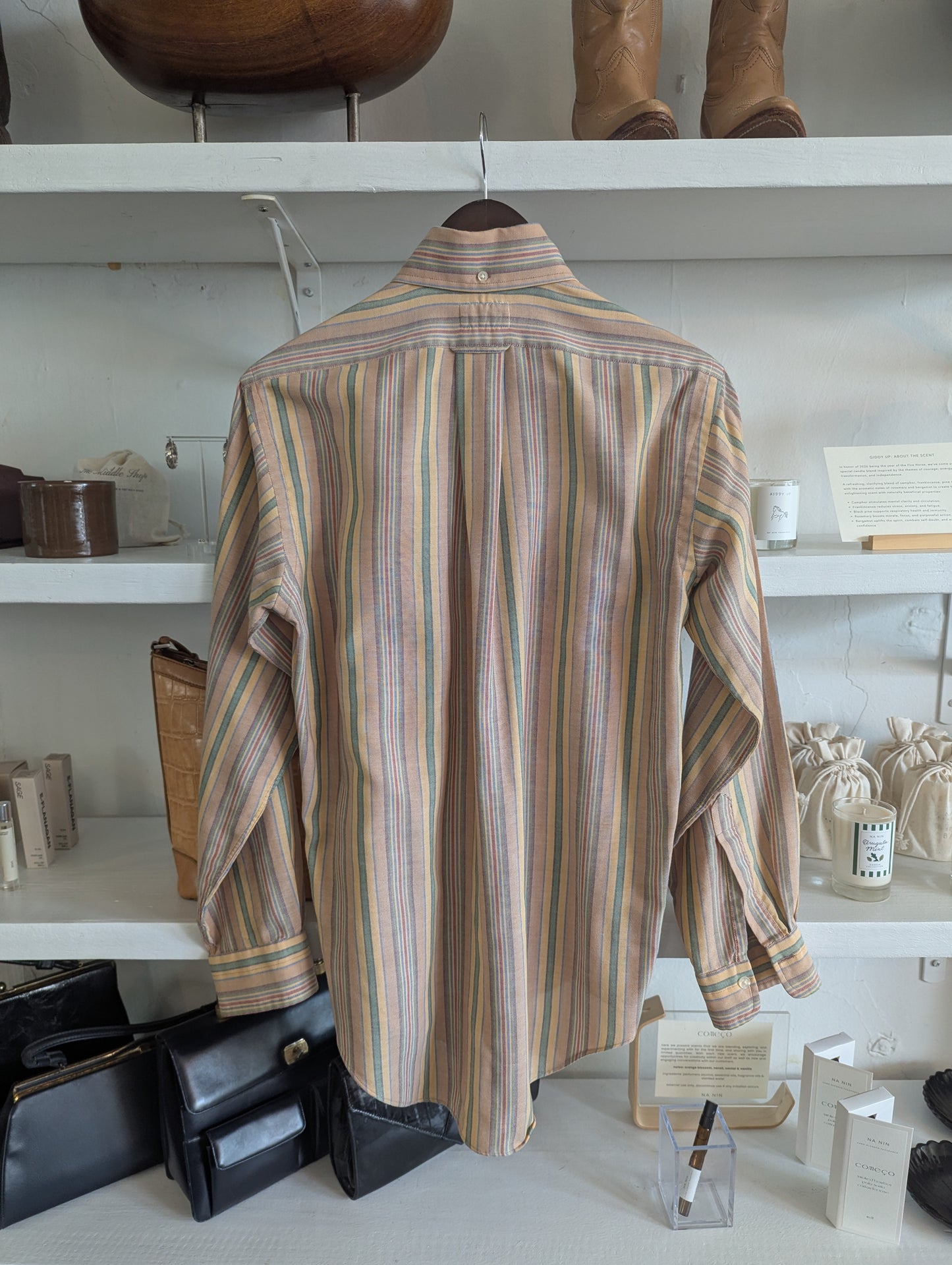 Vintage Sandstone Striped Cotton Shirt