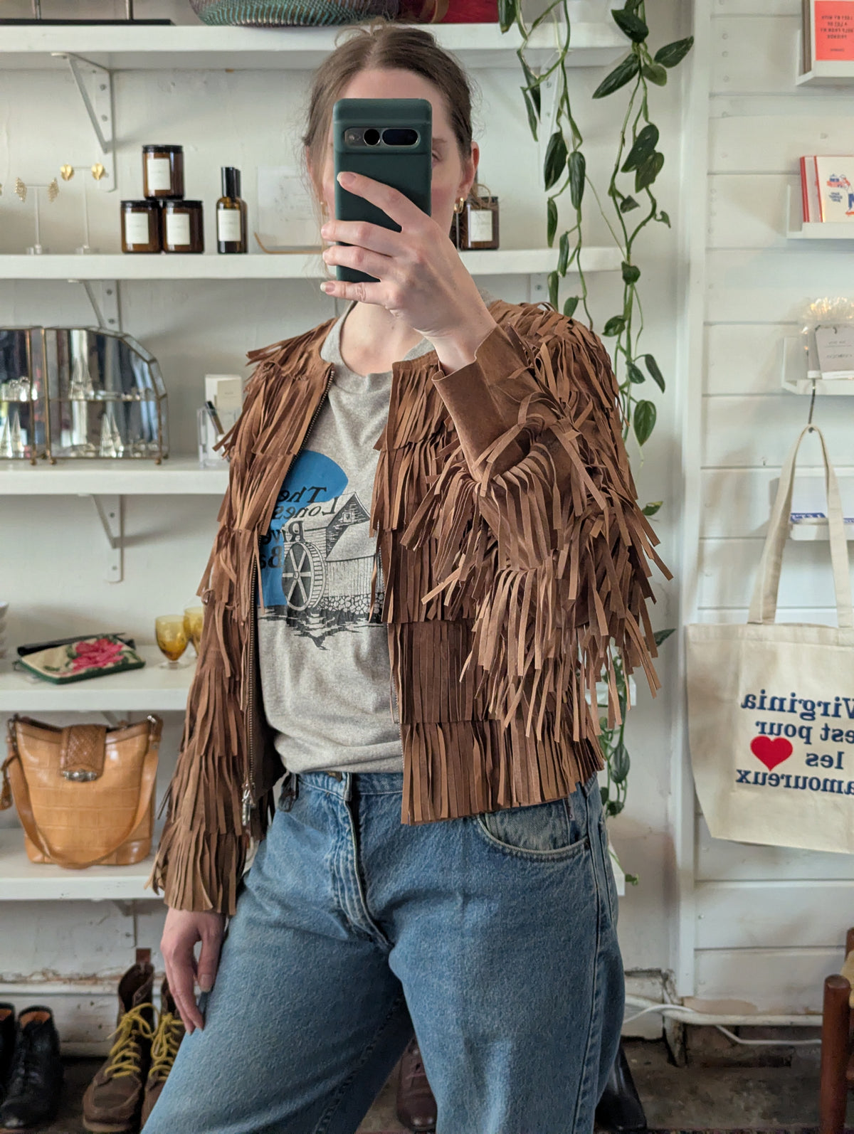 Vintage Fringe All Over Leather Jacket