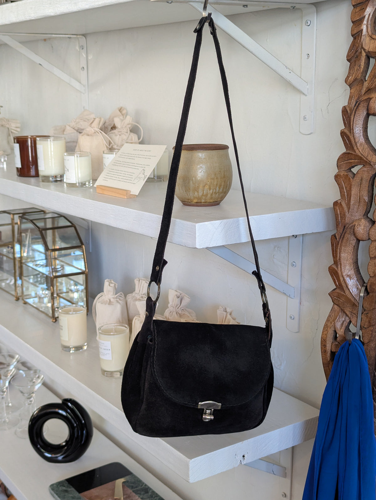 Vintage Sable Microsuede Shoulder Bag