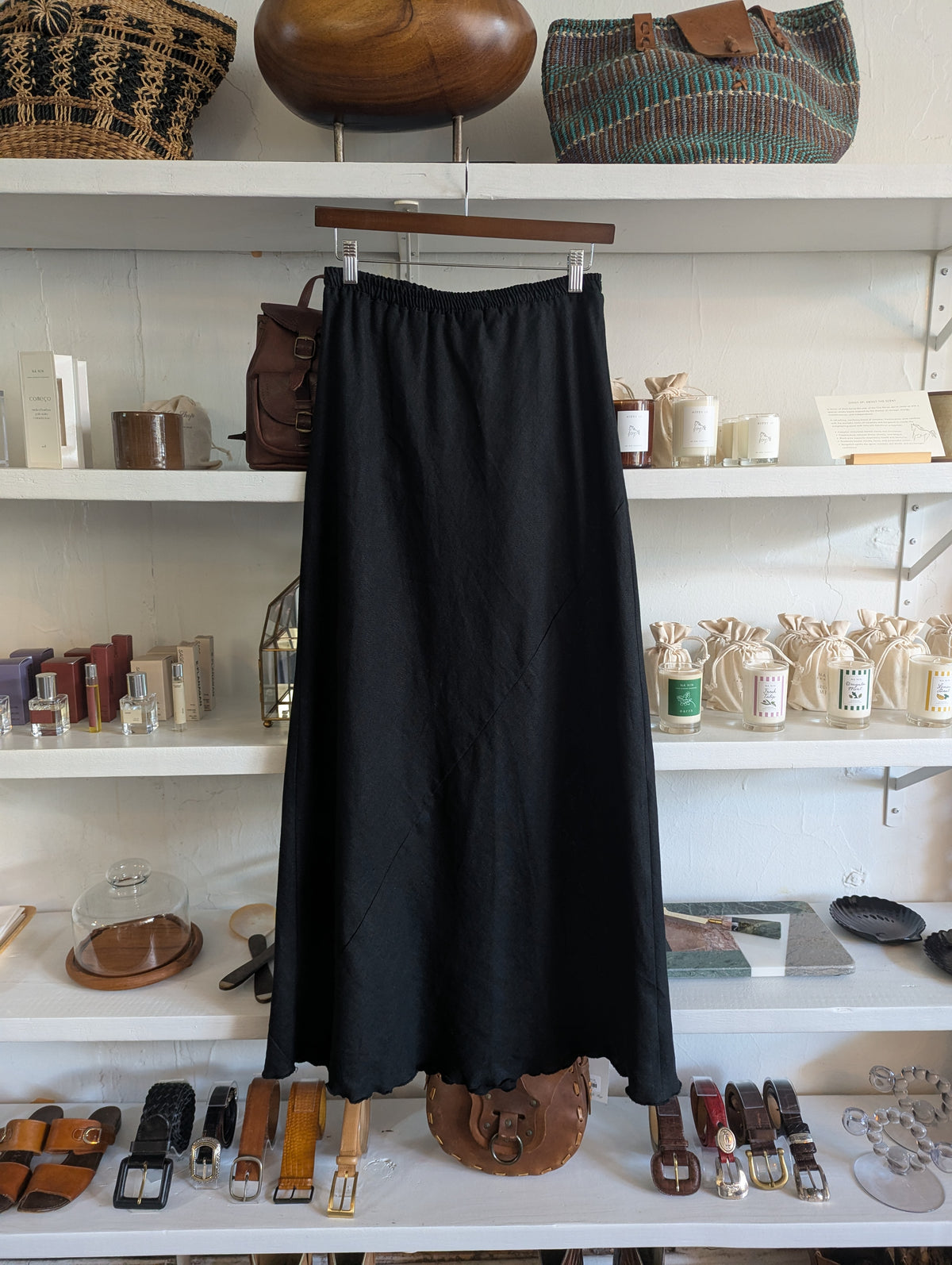 Vintage Linen Maxi Slip Skirt