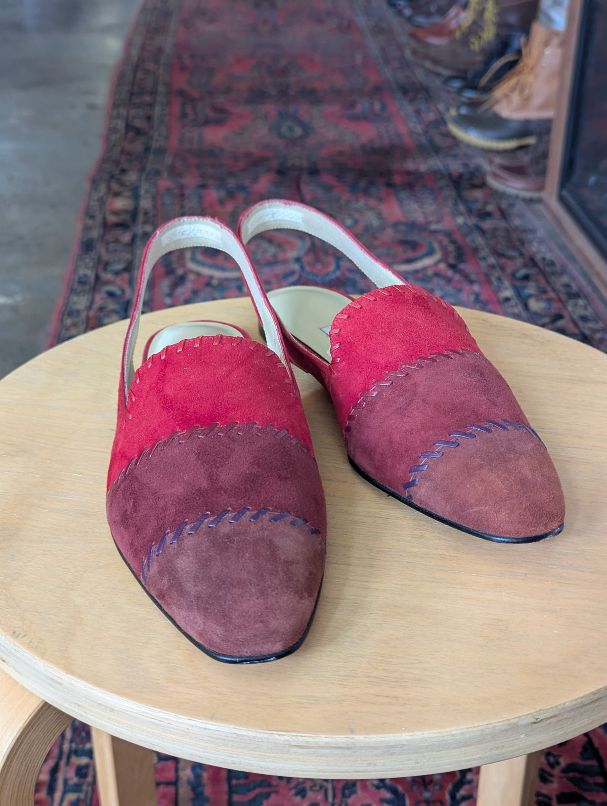 Vintage Wine Suede Slingback Flats