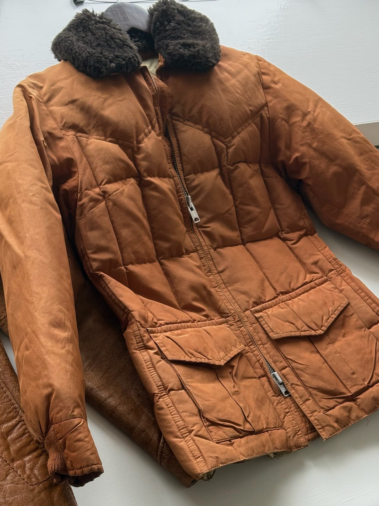 Vintage Neutral Bronze Mid-Length Goose down Top Coat