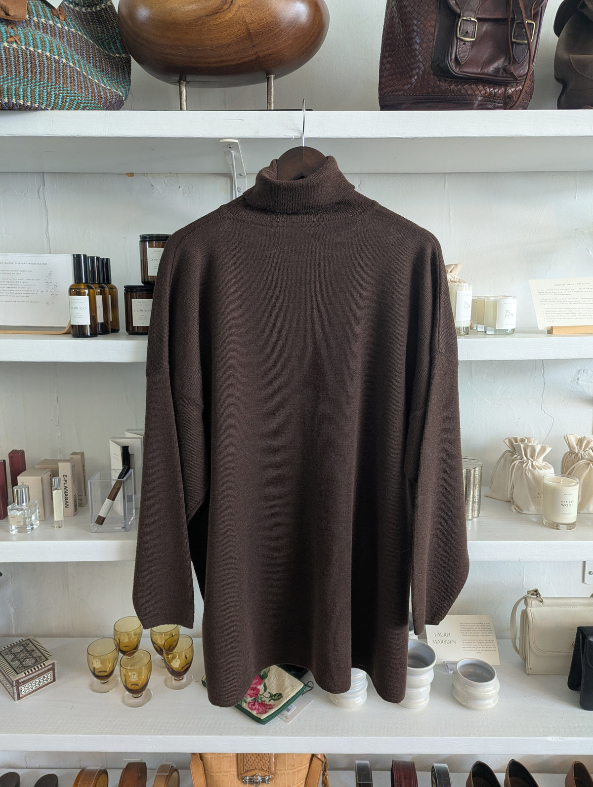 Vintage Cocoa Wool Turtleneck Tunic