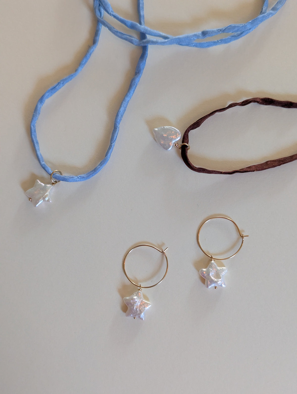 Pearl Star and Silk Necklace by giantlion
