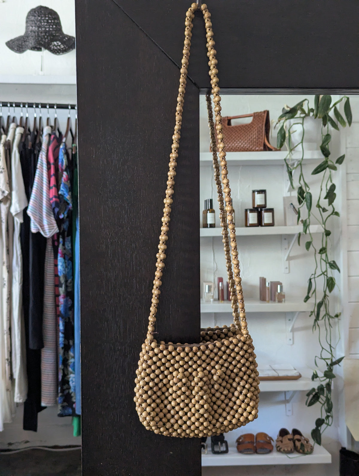 Vintage Wooden Bead Bag