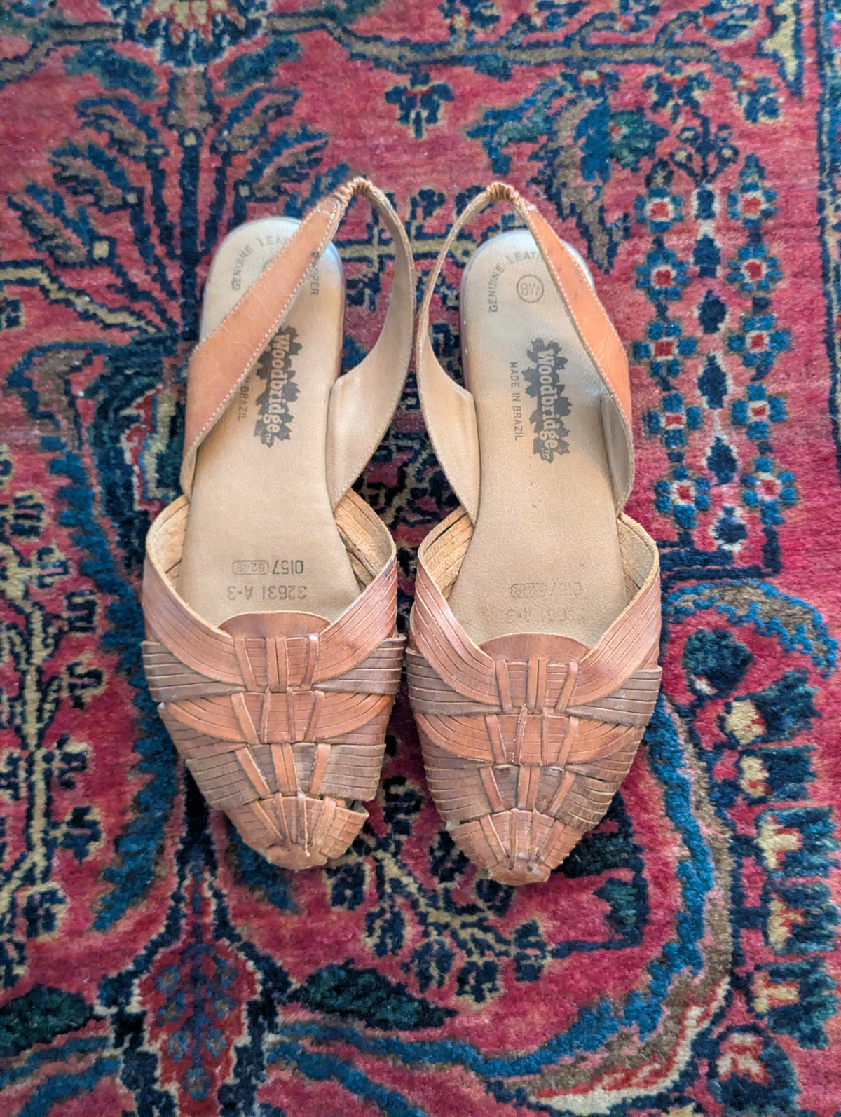 Vintage Woven Leather Slingback Flat Sandals