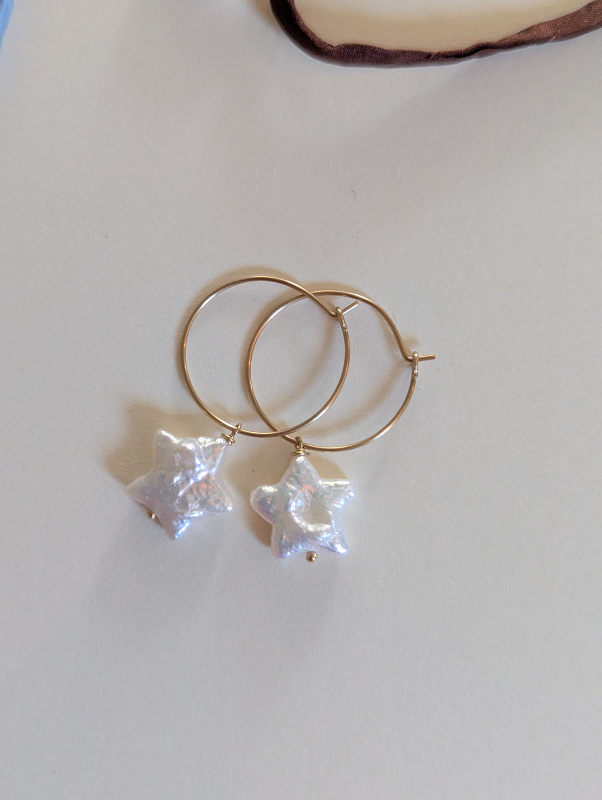 Pearl Star Hoop Earrings by giantlion