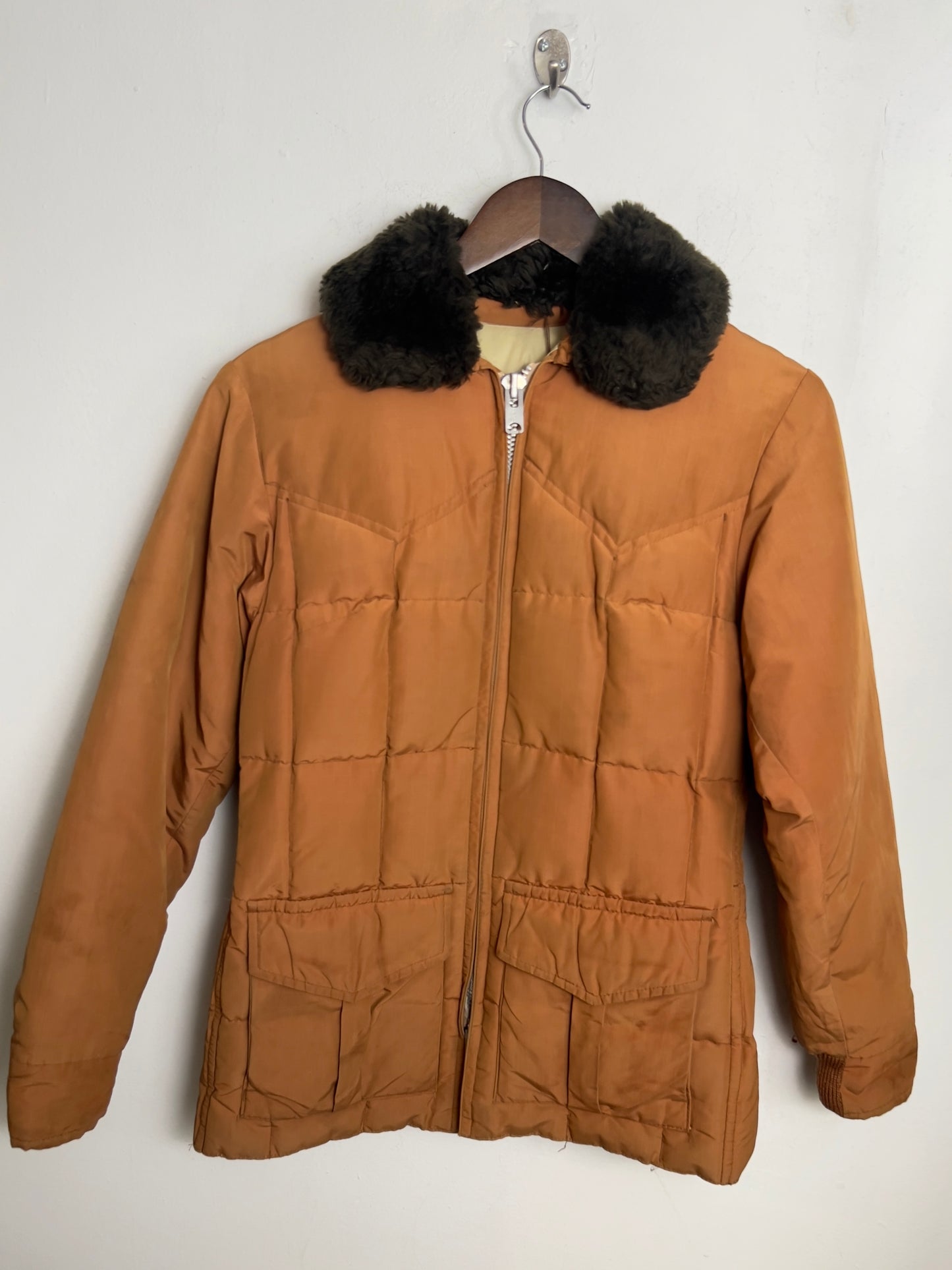 Vintage Neutral Bronze Mid-Length Goose down Top Coat