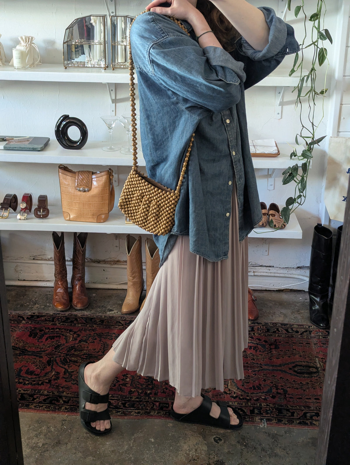 Vintage Wooden Bead Bag