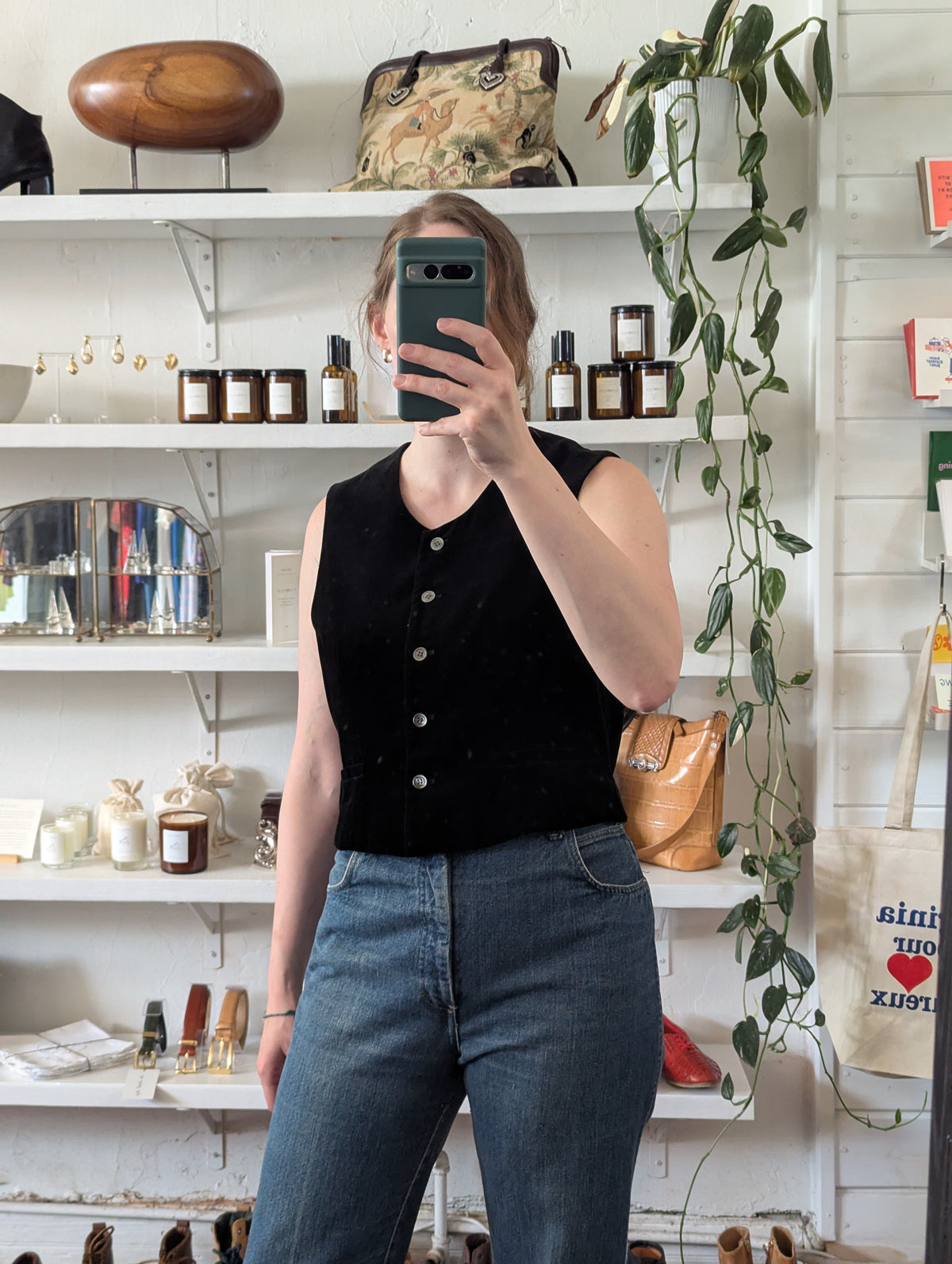 Vintage Obsidian Velvet Vest
