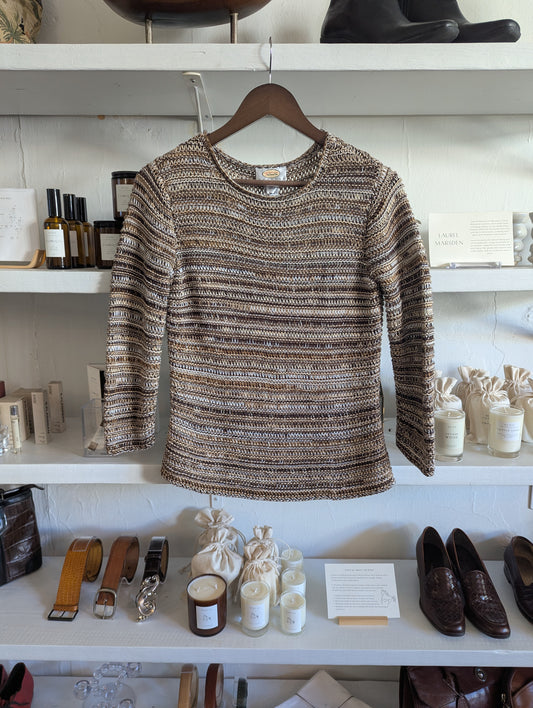 Vintage Relaxed Sandstone Knit Sweater Top