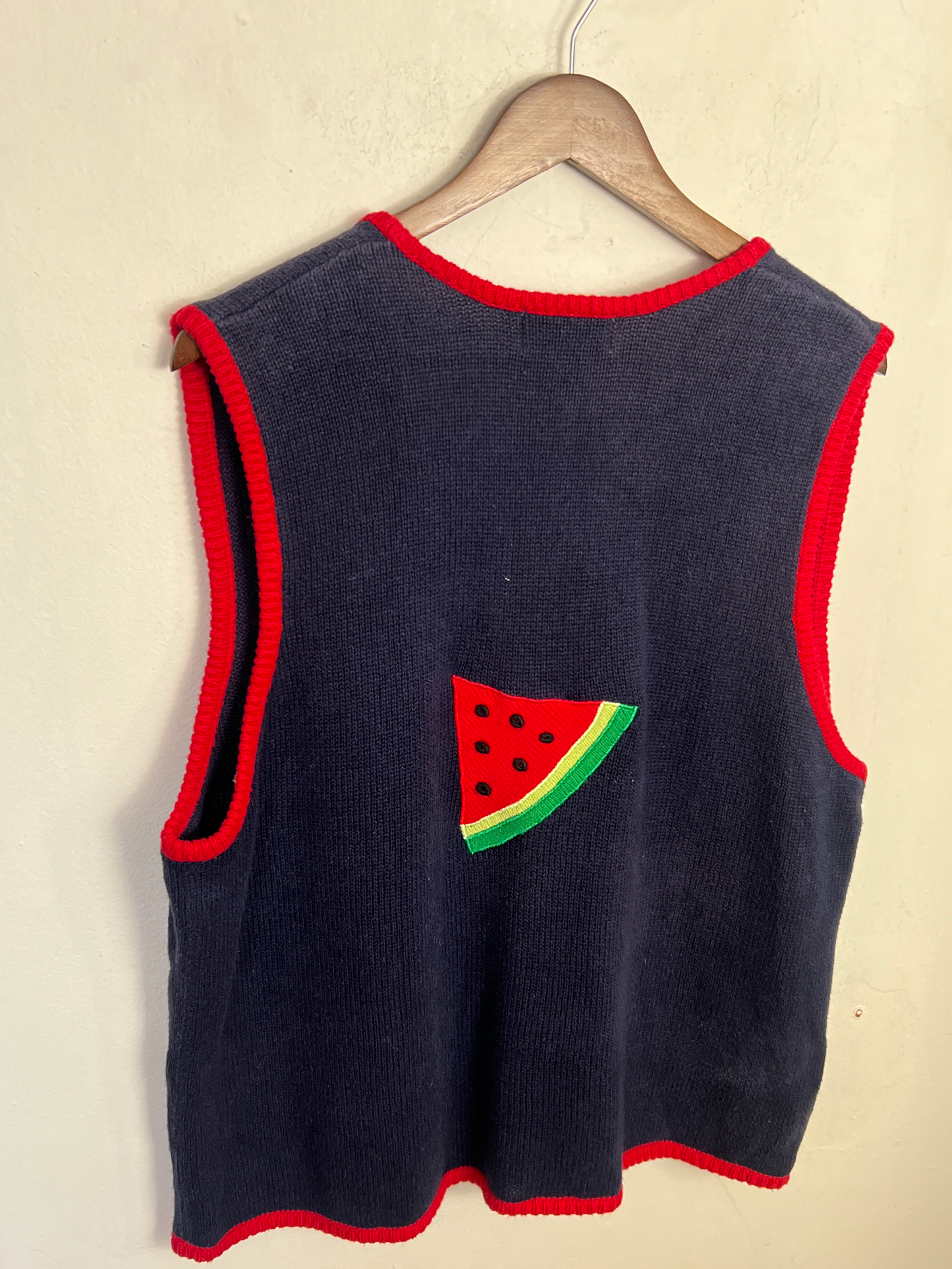 Vintage Watermelon Embroidered Sleeveless Vest