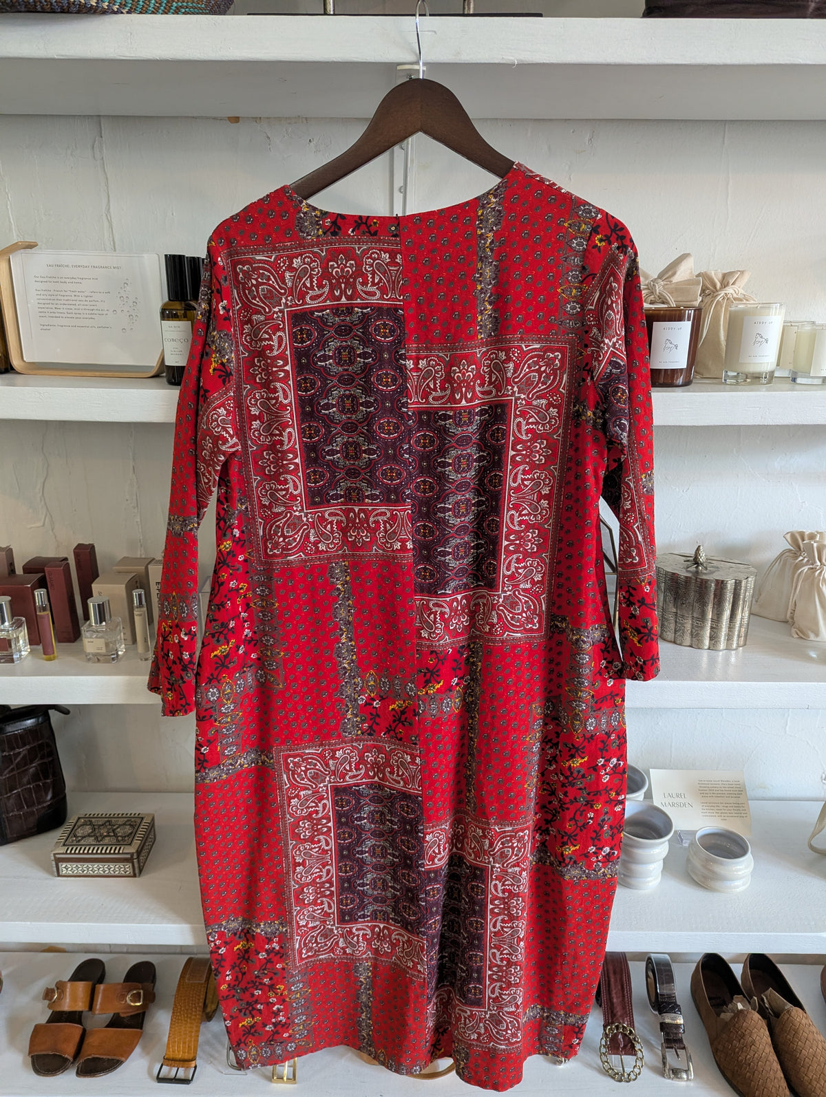 Vintage Garnet Paisley Shift Dress