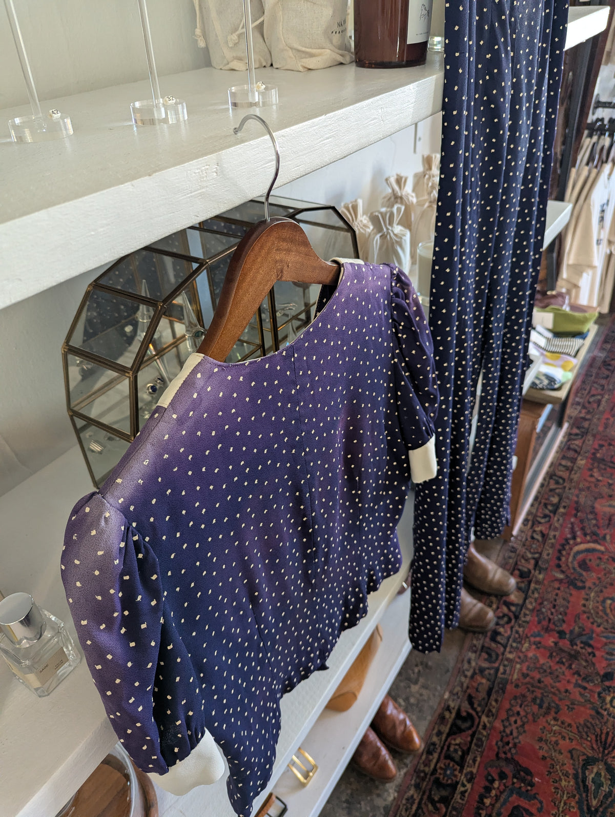 Vintage Navy Abstract Dot Matching Set