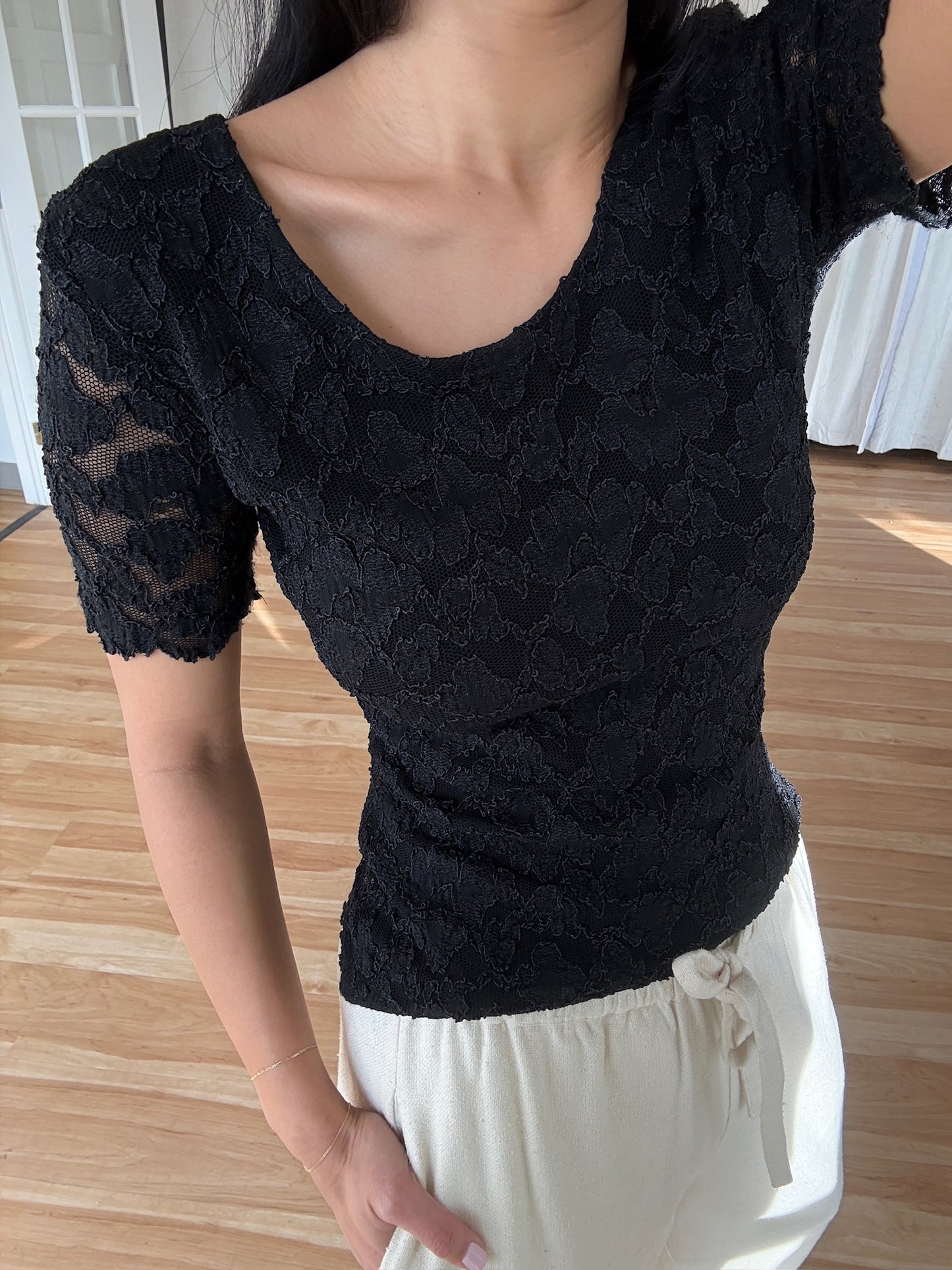 Vintage Midnight Lace Blouse