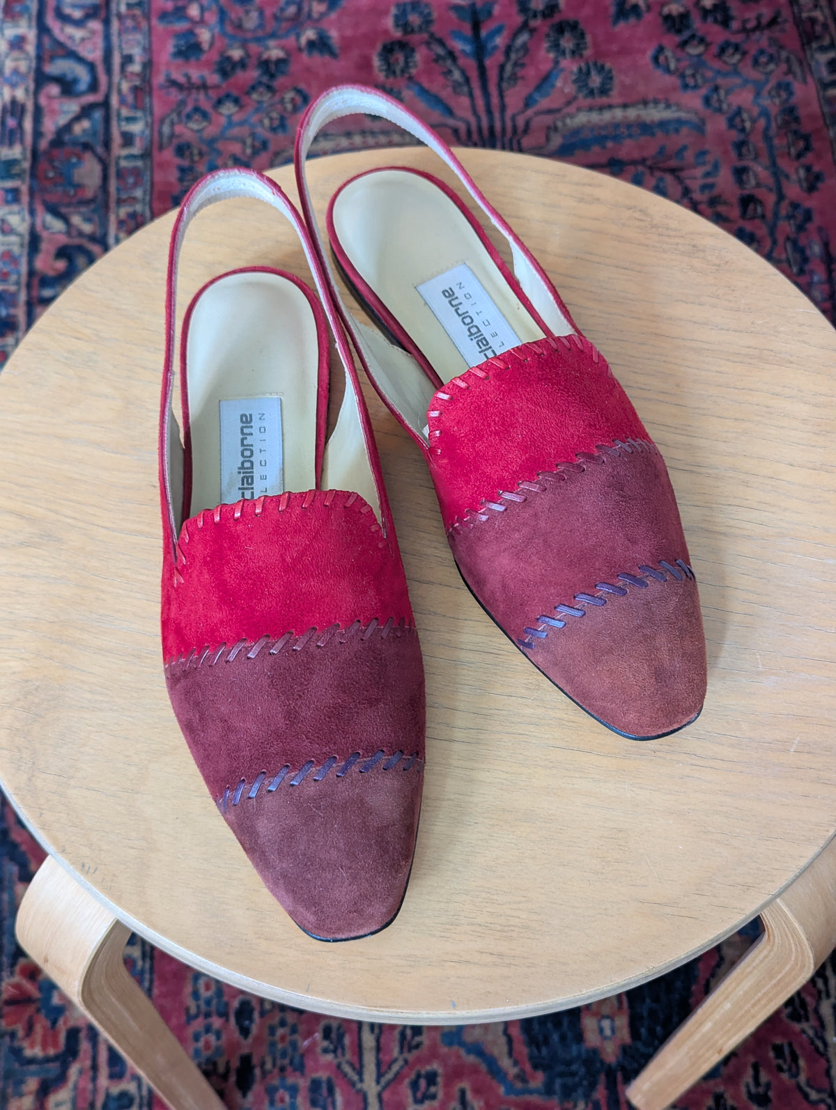 Vintage Wine Suede Slingback Flats