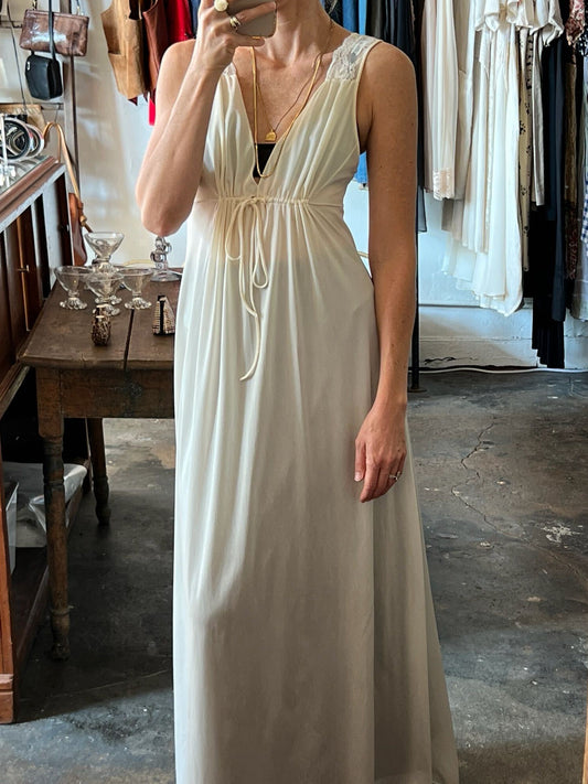 Vintage Ivory Satin & Lace Gown