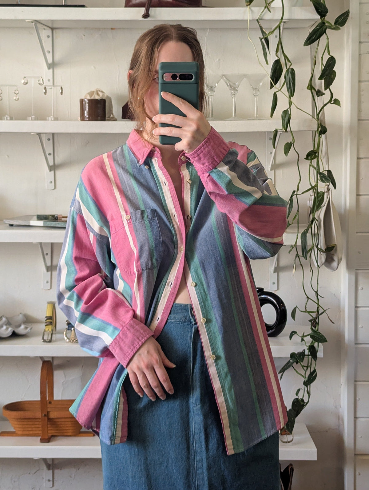 Vintage Faded Stripe Button Down Shirt