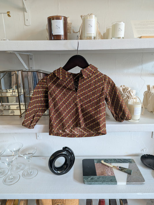 Vintage Youth Cocoa Floral Cropped Top