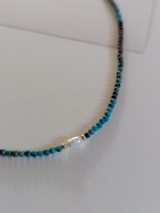 Turquoise and Pearl Necklace  by giantlion