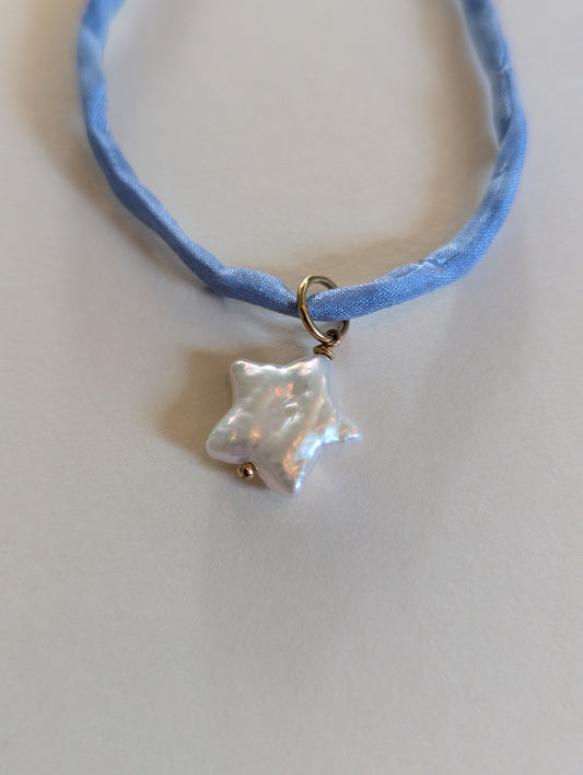 Pearl Star and Silk Necklace by giantlion