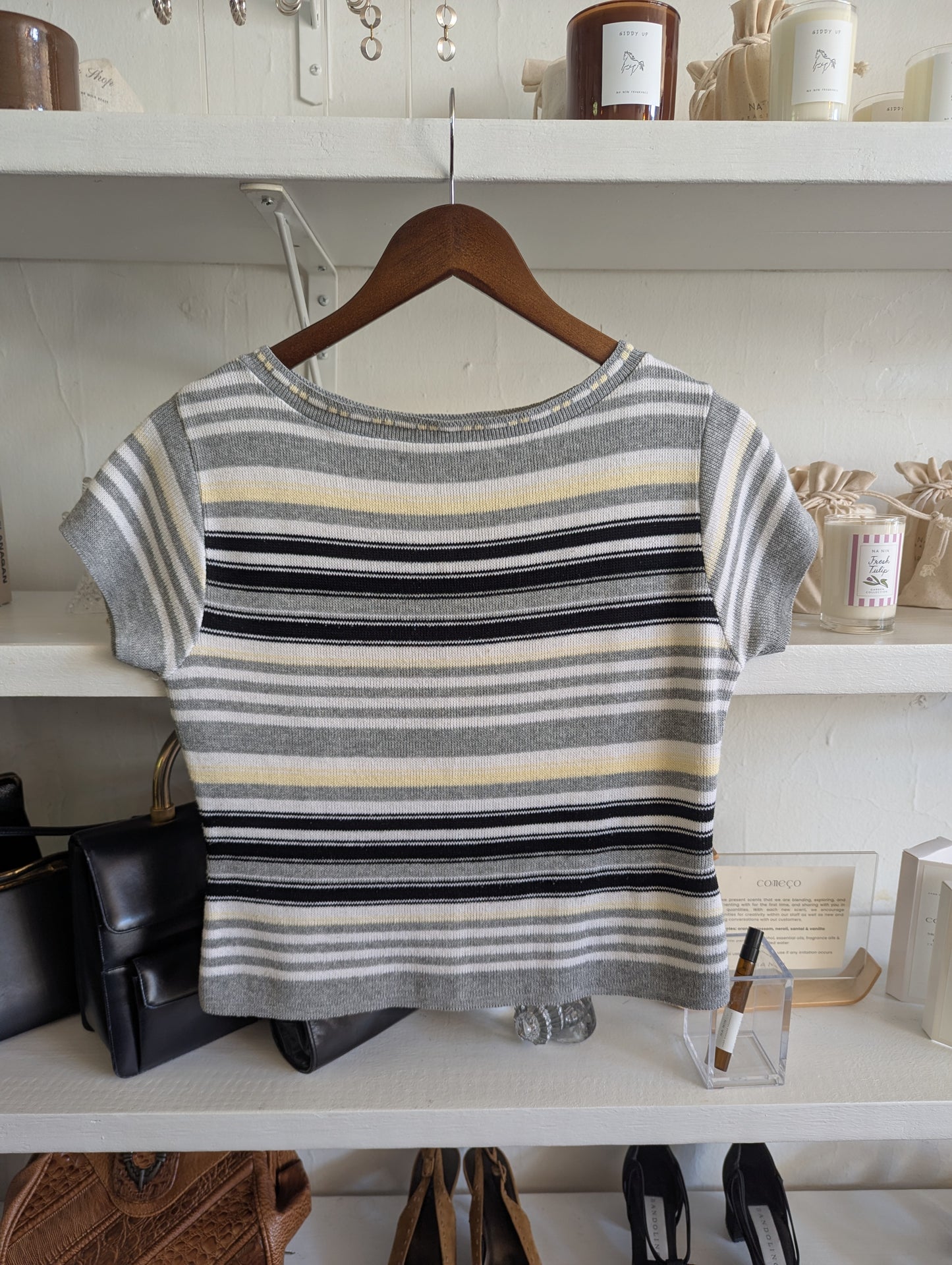 Vintage Striped Knit Crop Tee