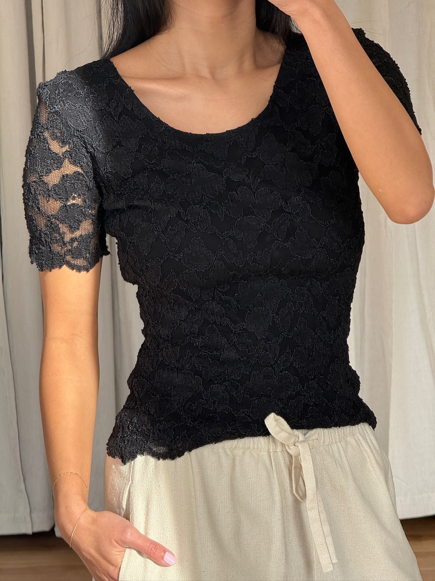 Vintage Midnight Lace Blouse