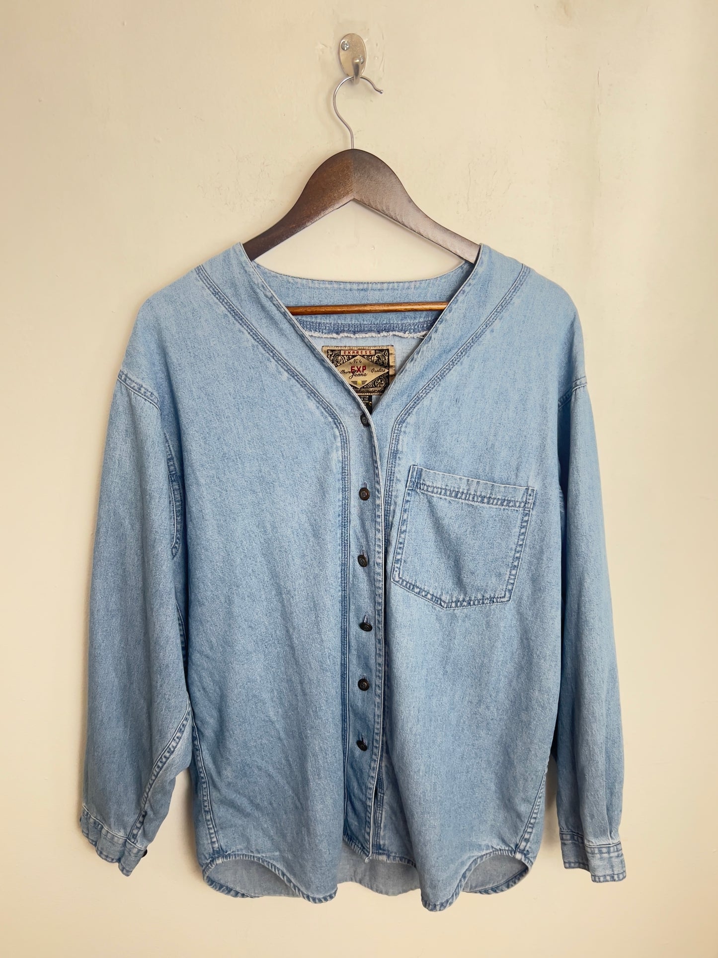 Vintage Cotton Denim Front -Closure Top