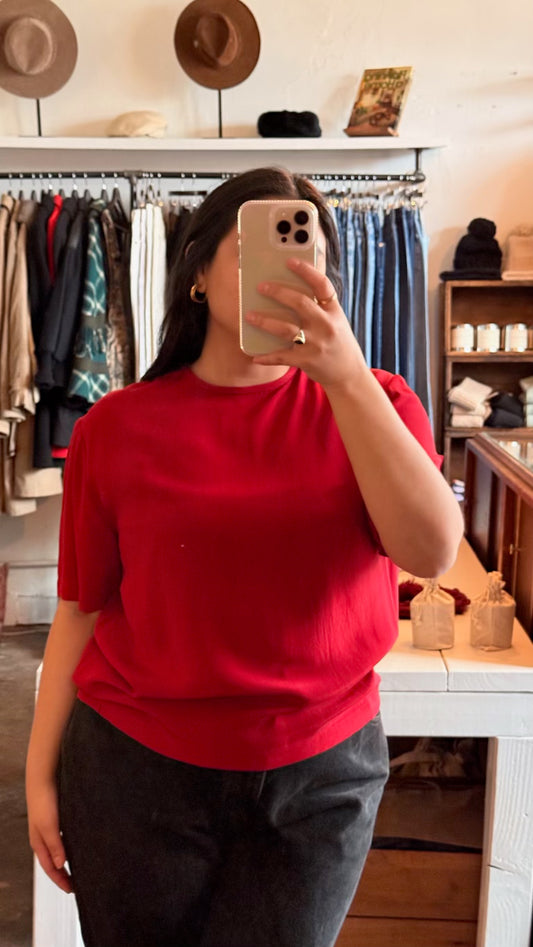 Vintage Ruby Red Silk Blouse