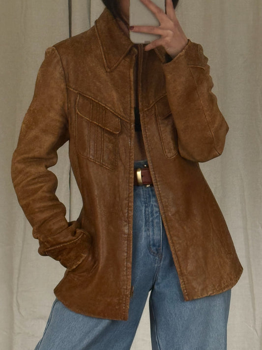 Vintage Camel - Toned Leather Jacket