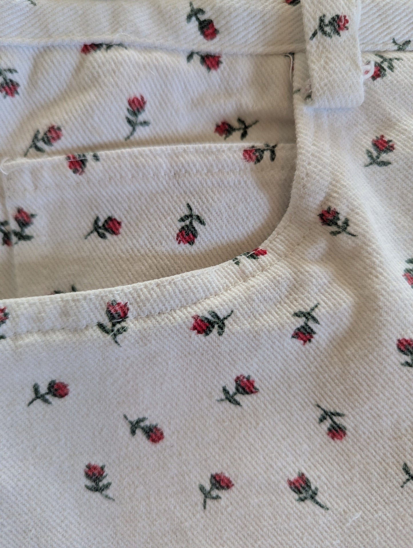 Vintage Rosebud Print Denim Shorts