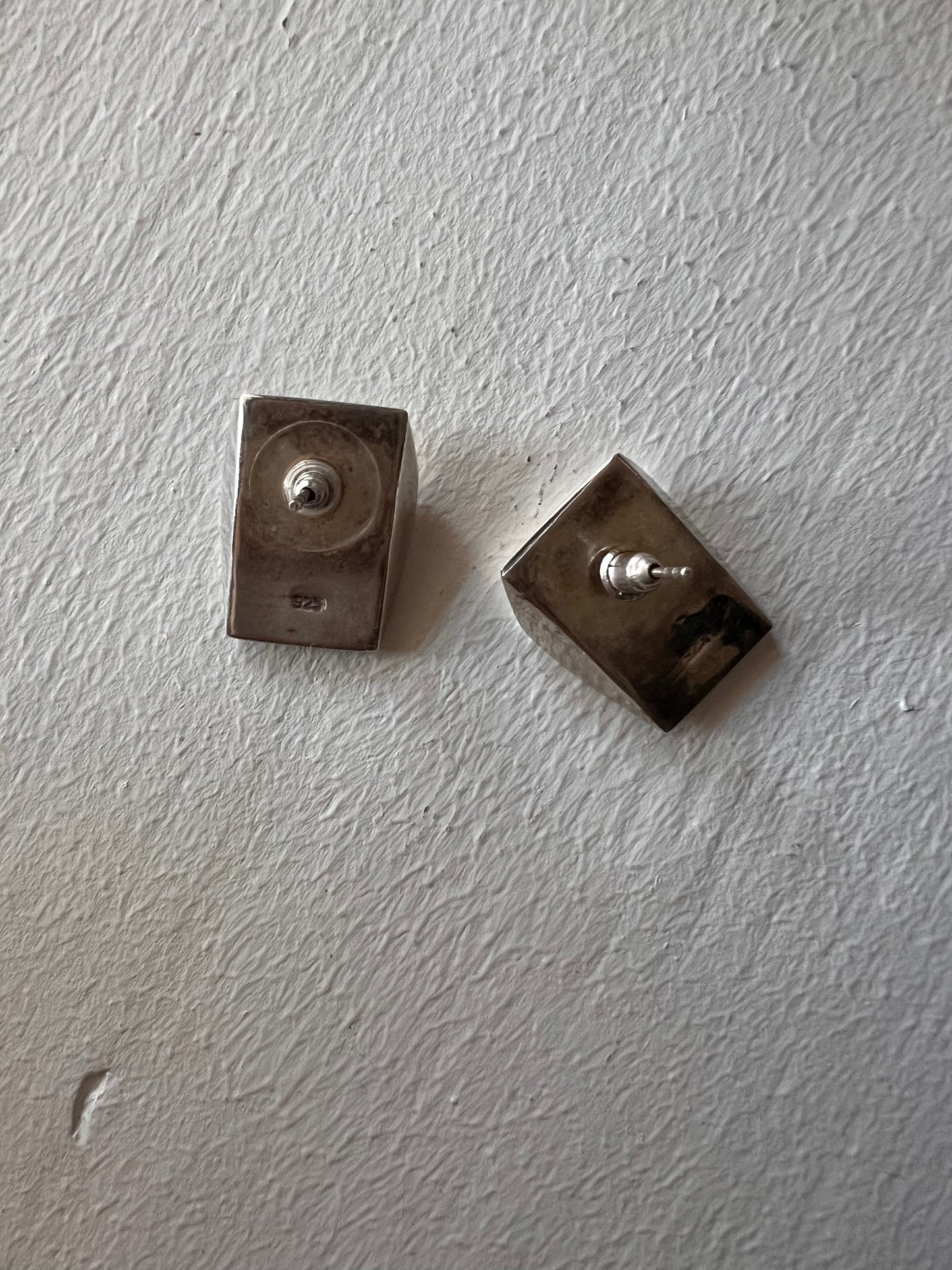 Vintage Geometric Sterling Stud Earrings