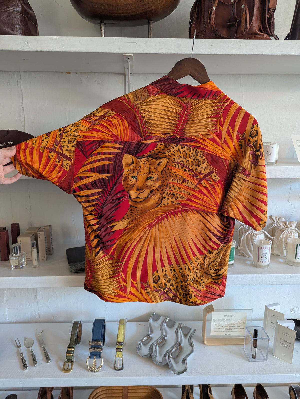 Vintage Jungle Leopard Silk Top