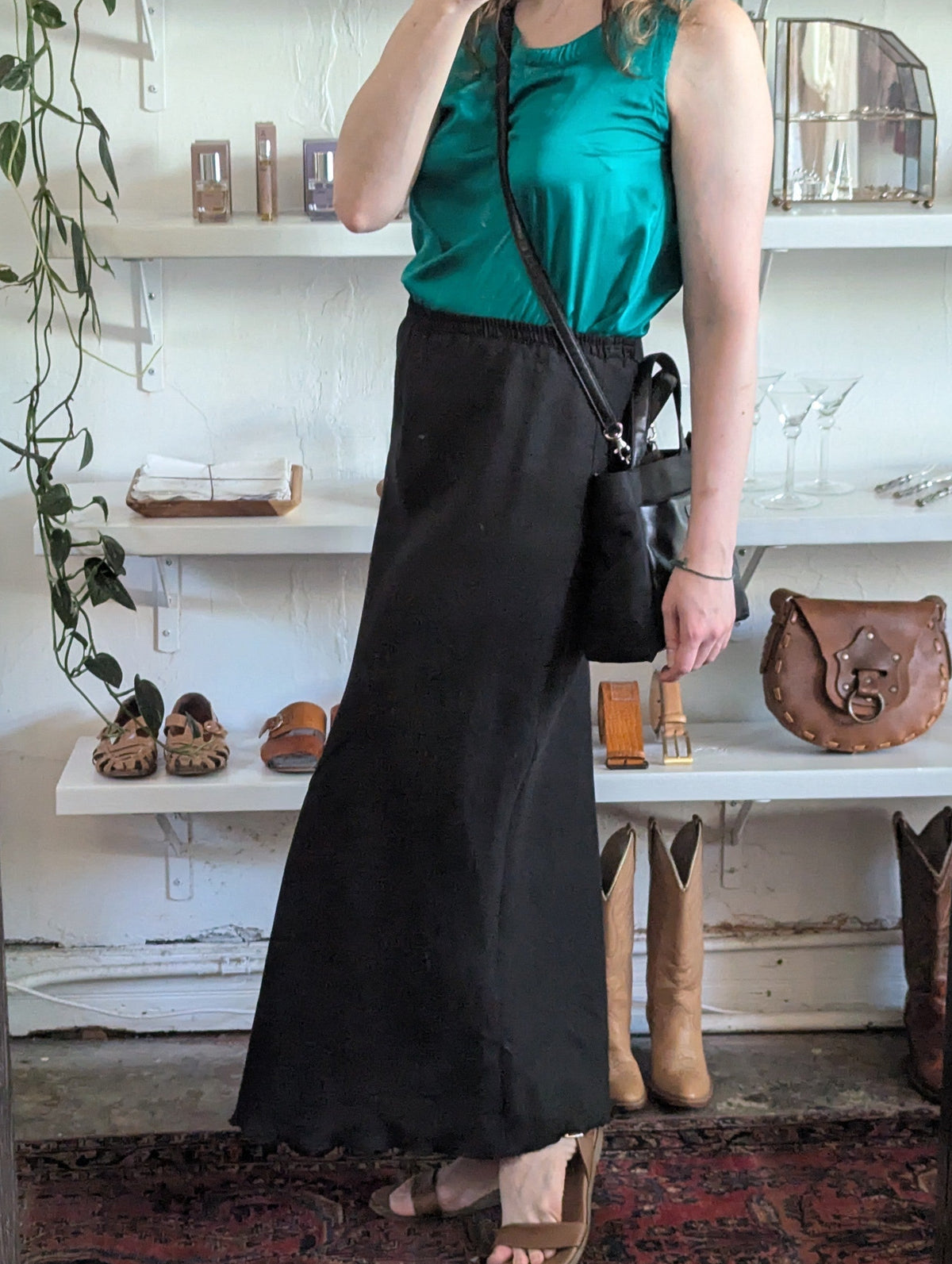 Vintage Linen Maxi Slip Skirt