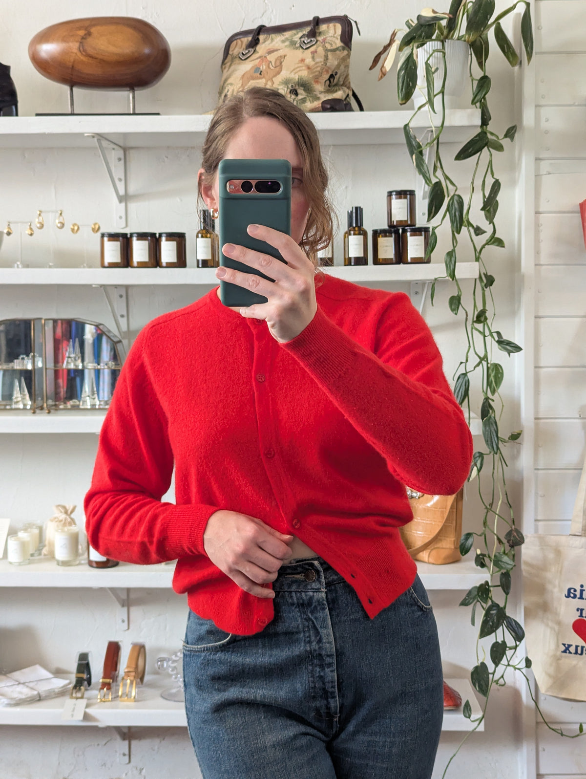 Vintage Scarlet Lambswool Cardigan
