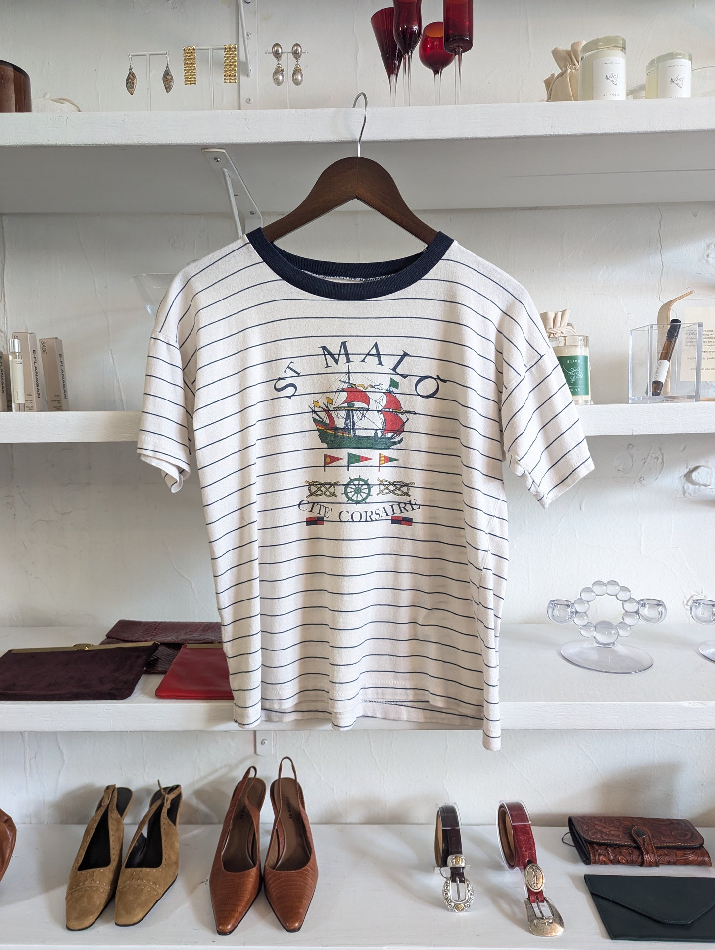 Vintage St Malo Striped Graphic Tee
