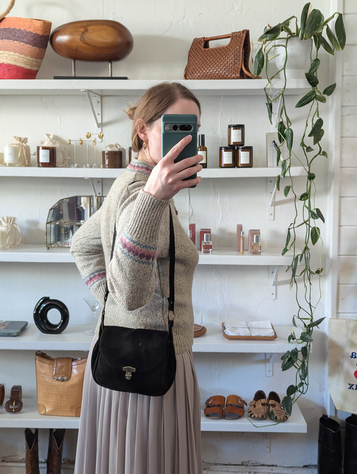 Vintage Sable Microsuede Shoulder Bag