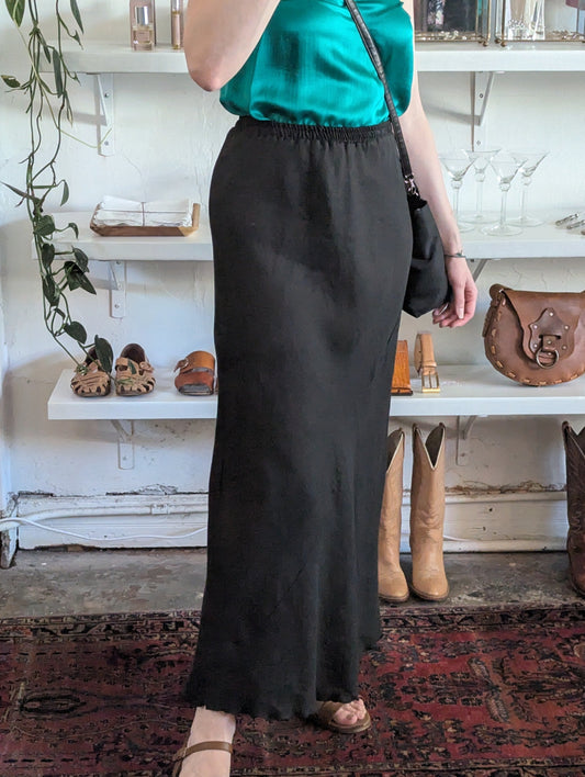 Vintage Linen Maxi Slip Skirt