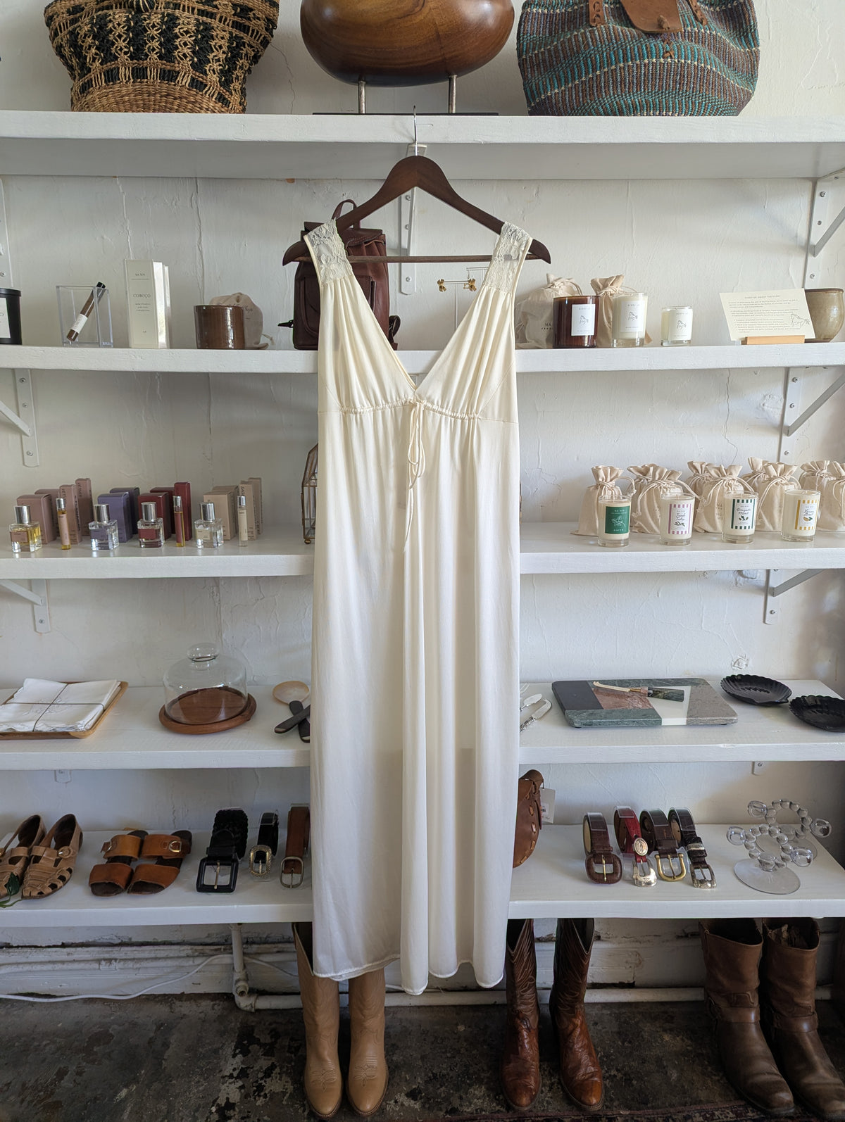 Vintage Ivory Satin & Lace Gown
