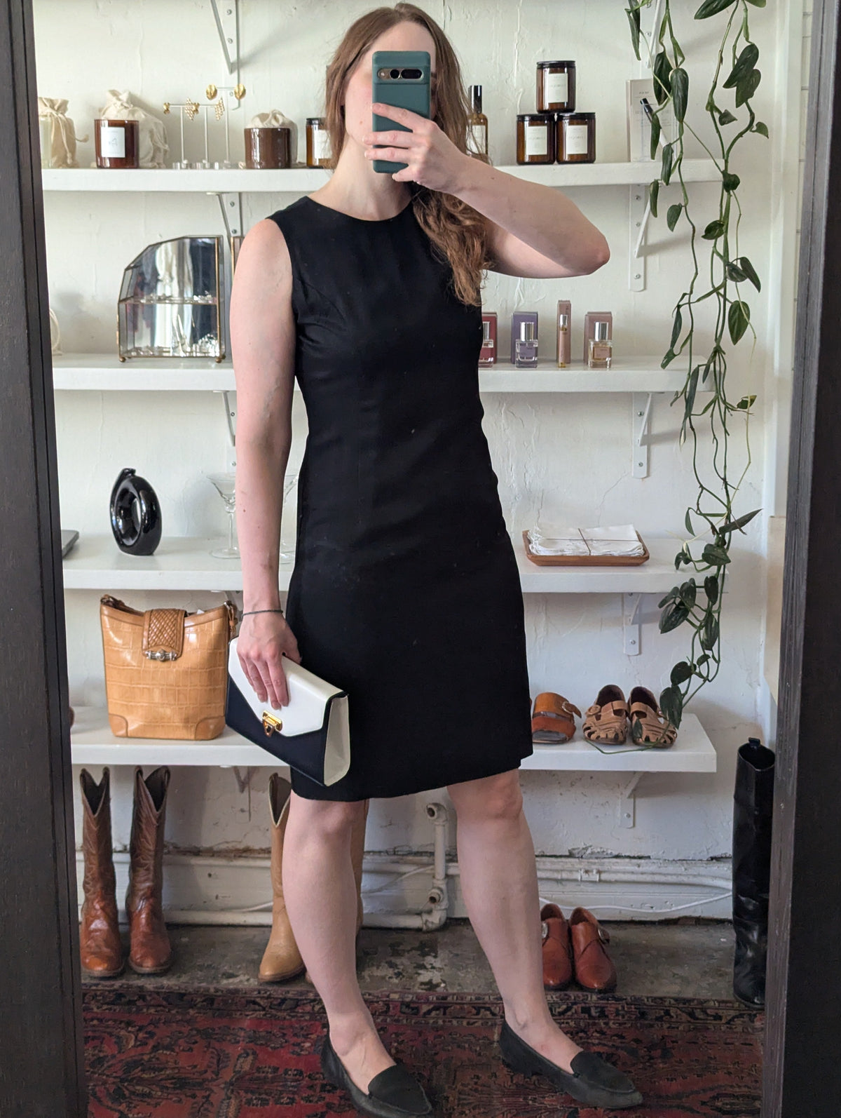 Vintage Open Back Contrast Button Dress