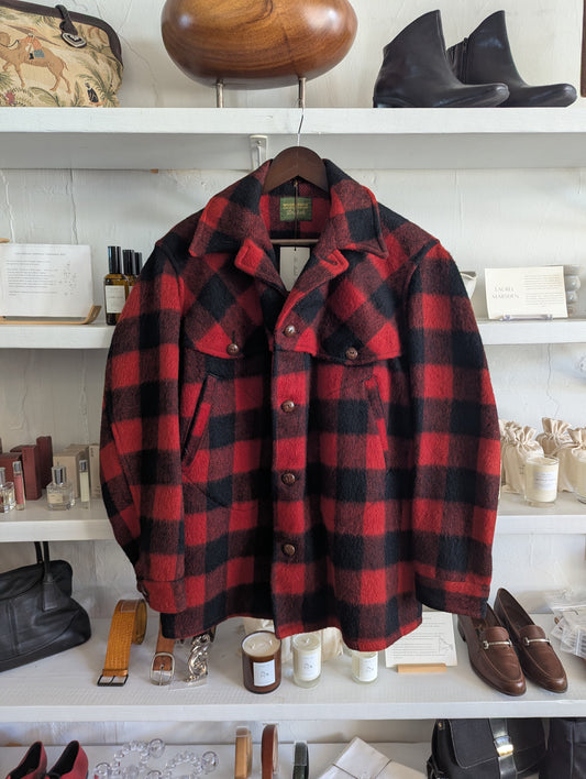 Vintage Drybak Buffalo Plaid Brushed Wool Flannel Hunting Coat