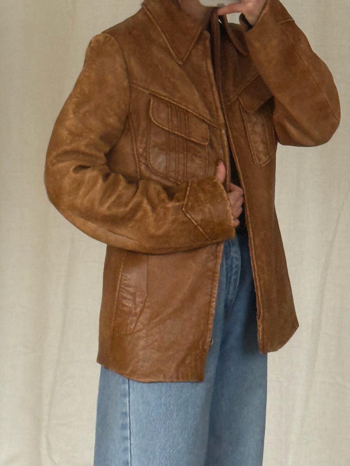 Vintage Camel - Toned Leather Jacket