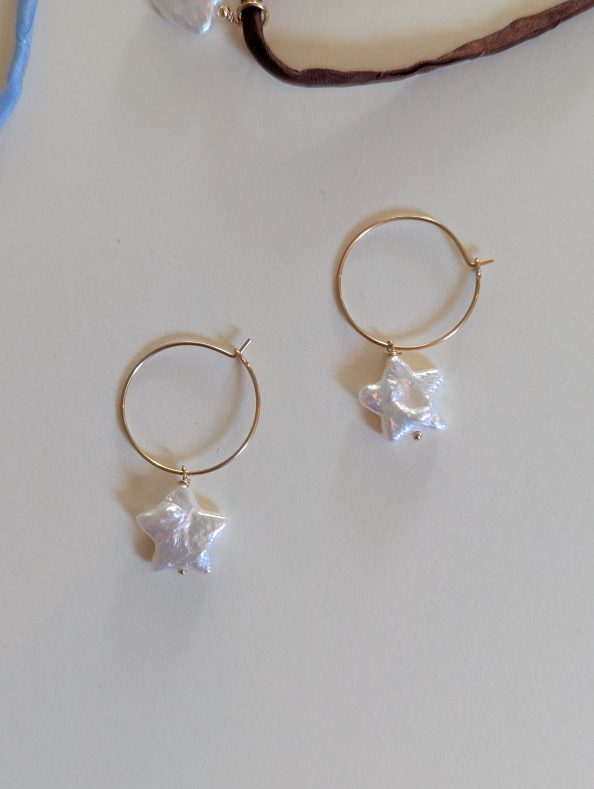 Pearl Star Hoop Earrings by giantlion