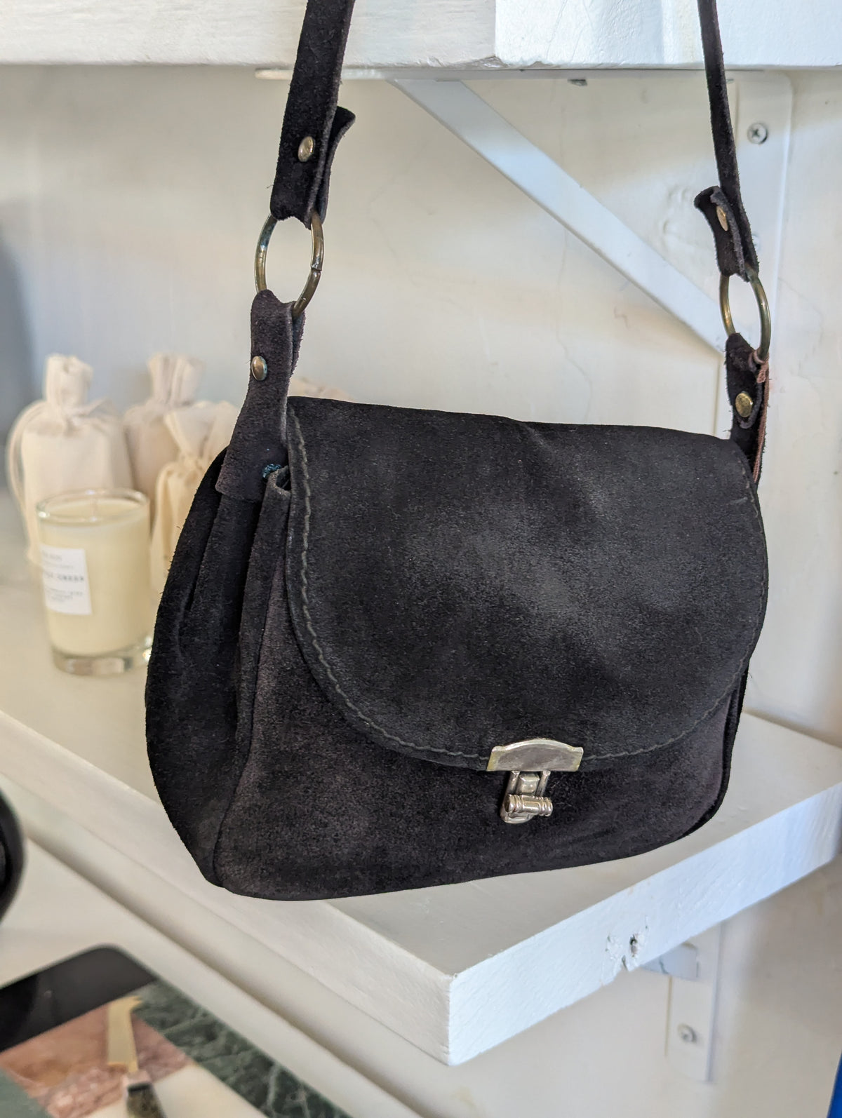Vintage Sable Microsuede Shoulder Bag