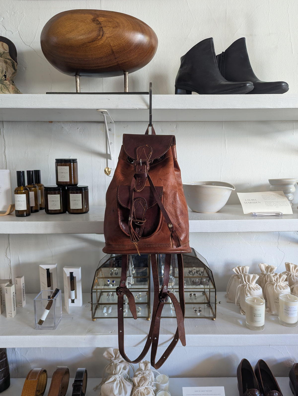 Vintage Two-Tone Brown Leather Backpack
